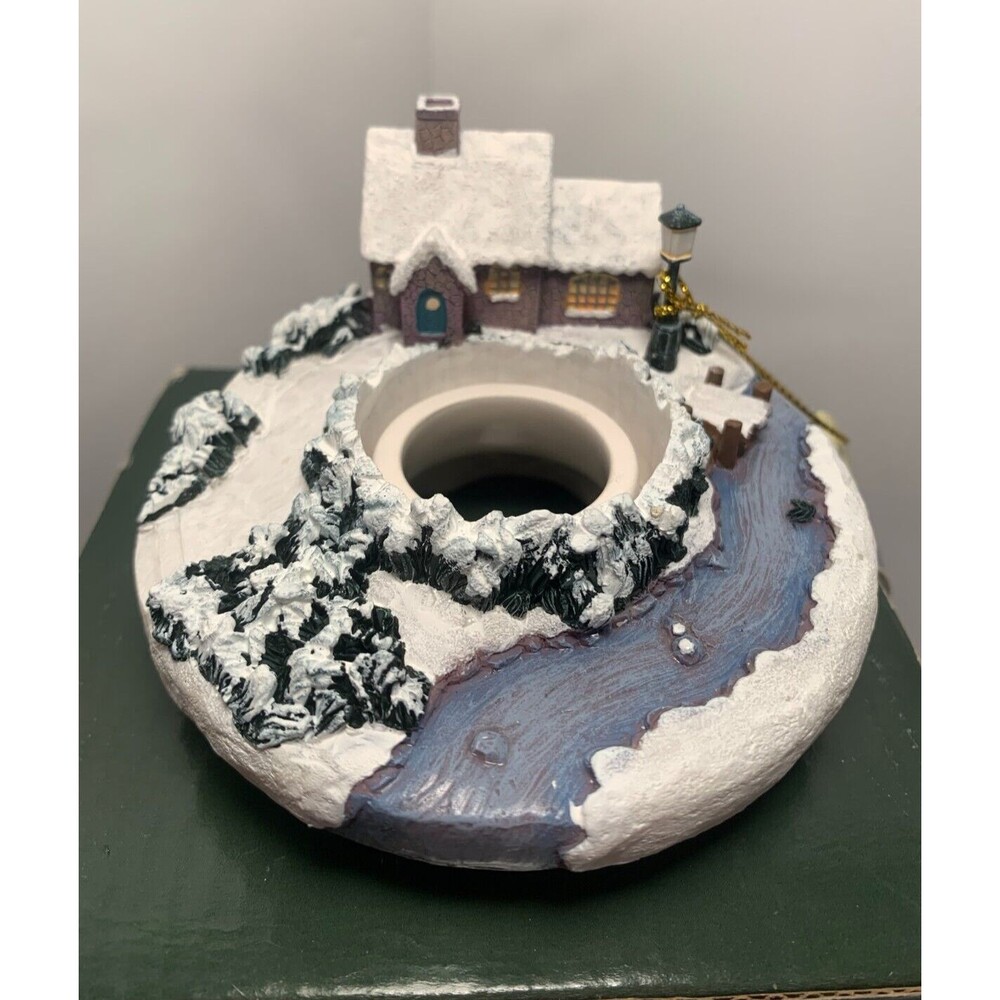 Thomas Kinkade Candle Topper Jar Stay-On-Top Cottage Evening Glow NIB